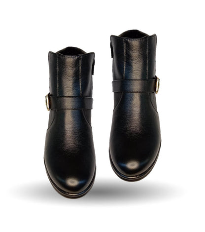 Bota Casual de piel bovino con tacón medio con cierre interno Vicenza 35004 Negro para mujer