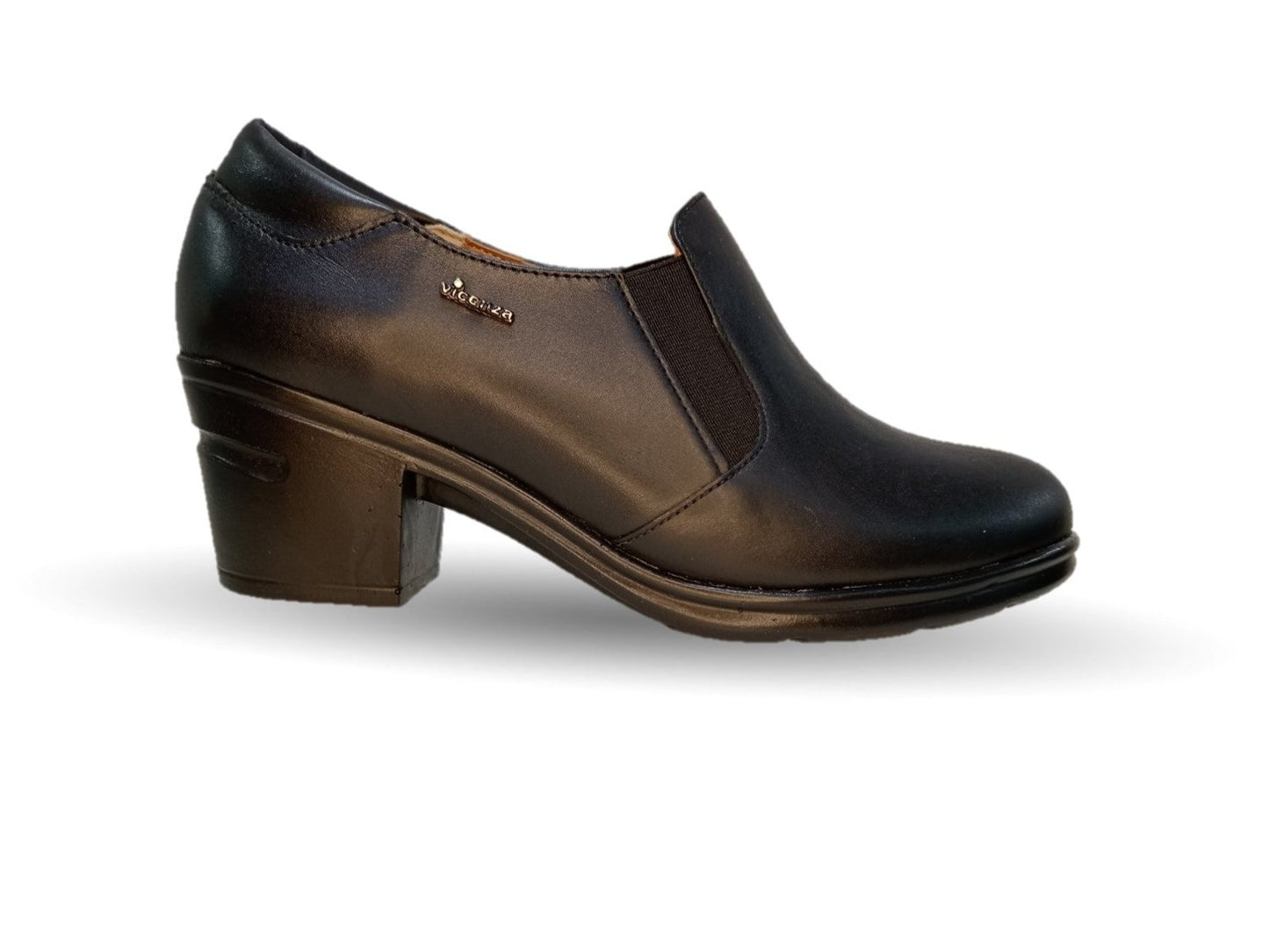 Zapato Casual de Moda de piel bovino con tacón medio Vicenza 4501 Negro para mujer