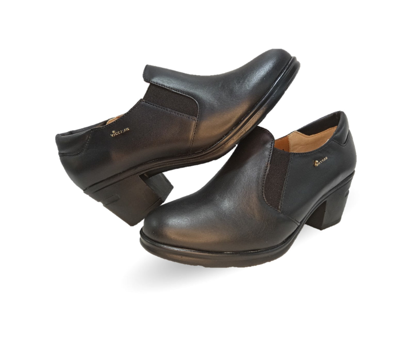 Zapato Casual de Moda de piel bovino con tacón medio Vicenza 4501 Negro para mujer