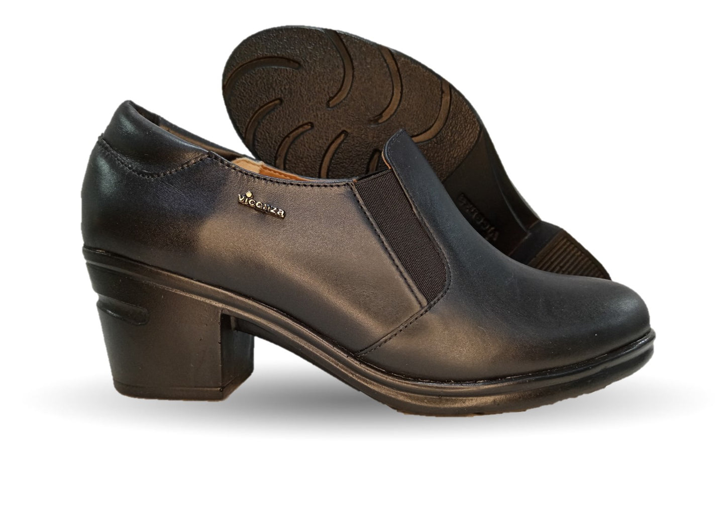 Zapato Casual de Moda de piel bovino con tacón medio Vicenza 4501 Negro para mujer