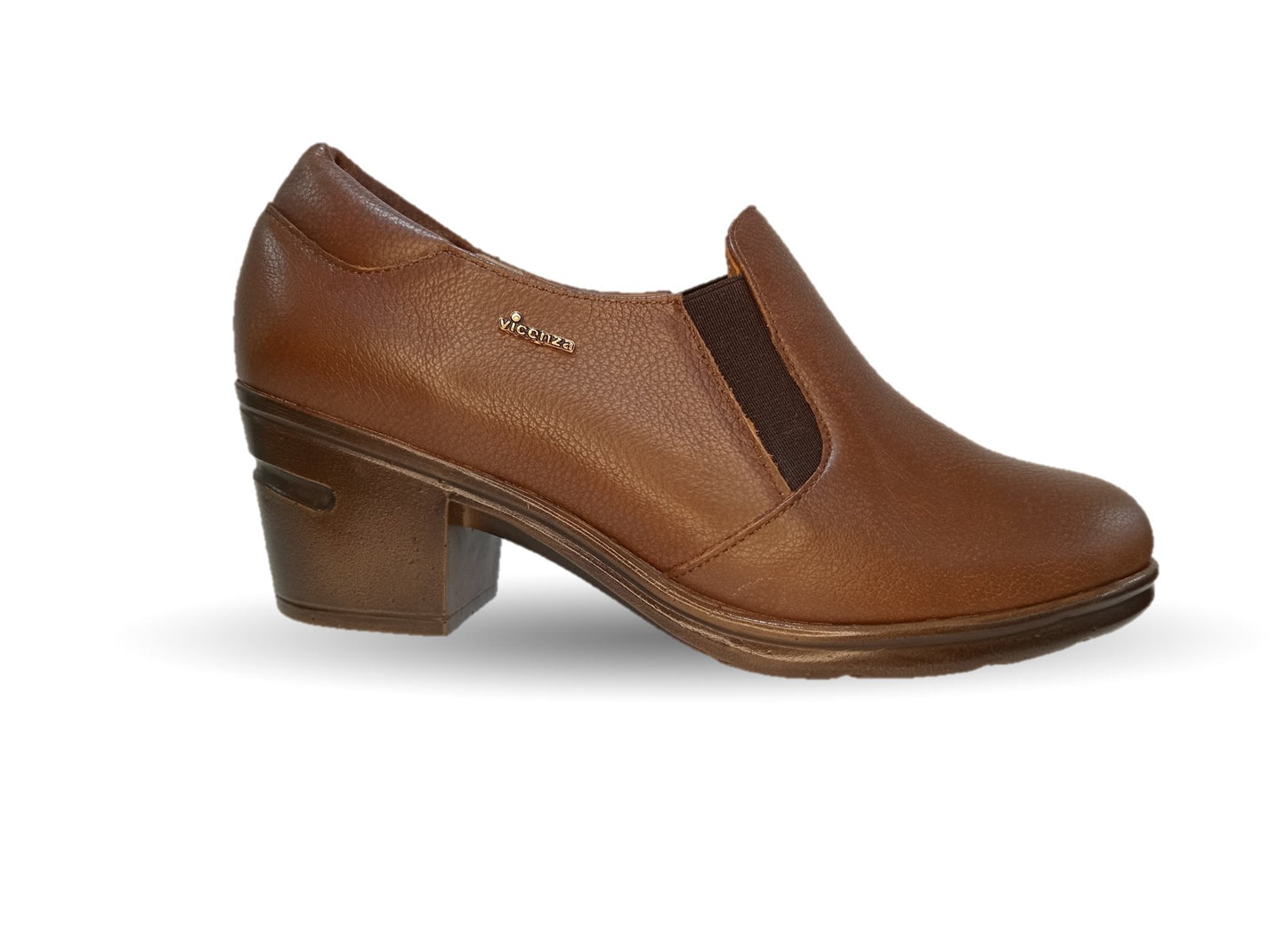 Zapato Casual de Moda de piel bovino con tacón medio Vicenza 4501 Tabaco para mujer