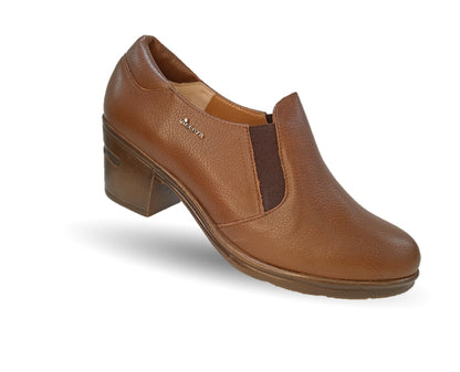 Zapato Casual de Moda de piel bovino con tacón medio Vicenza 4501 Tabaco para mujer