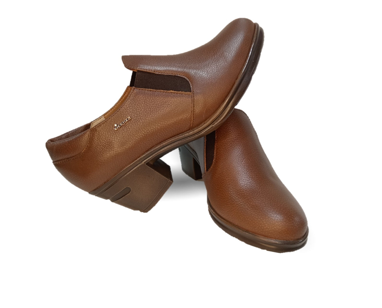 Zapato Casual de Moda de piel bovino con tacón medio Vicenza 4501 Tabaco para mujer