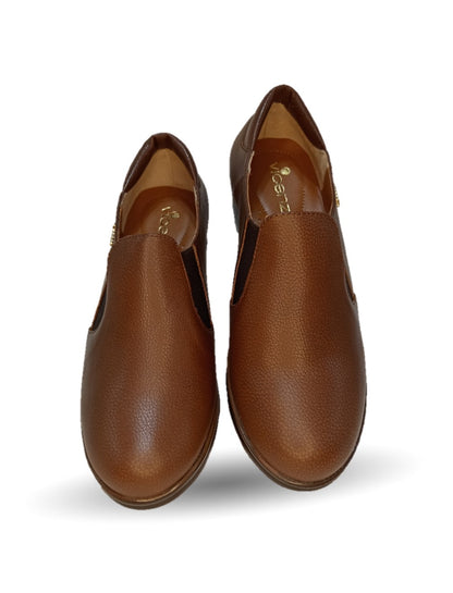 Zapato Casual de Moda de piel bovino con tacón medio Vicenza 4501 Tabaco para mujer