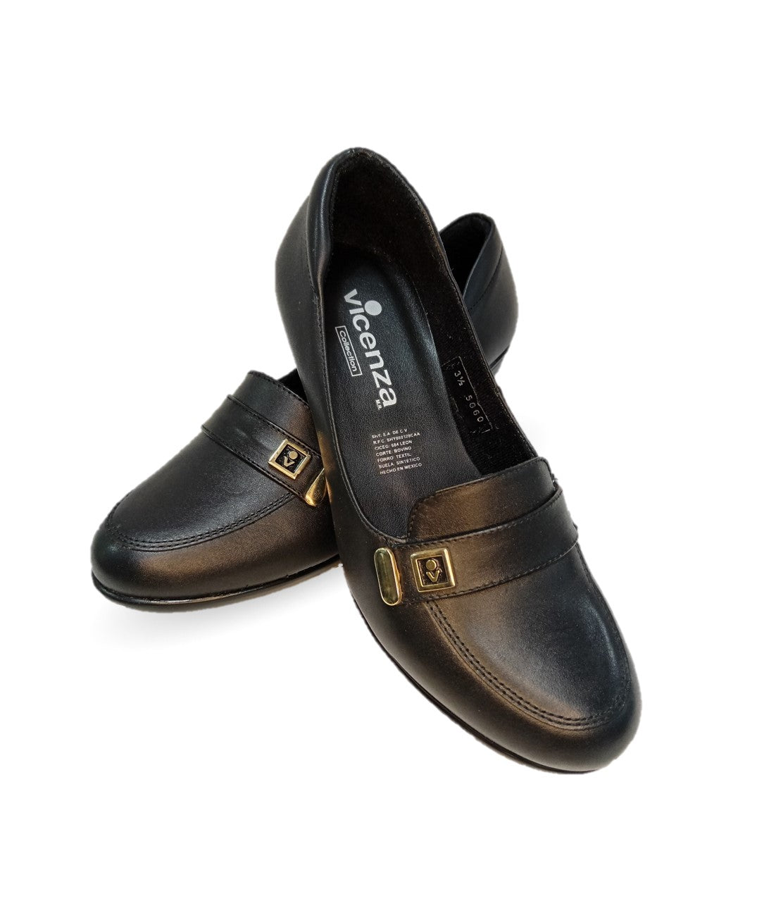 Zapato Casual de Moda de piel bovino con tacón medio Vicenza 5060 Negro para mujer