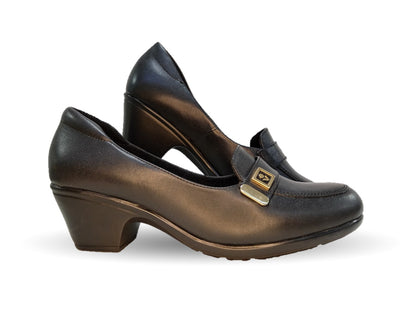 Zapato Casual de Moda de piel bovino con tacón medio Vicenza 5060 Negro para mujer