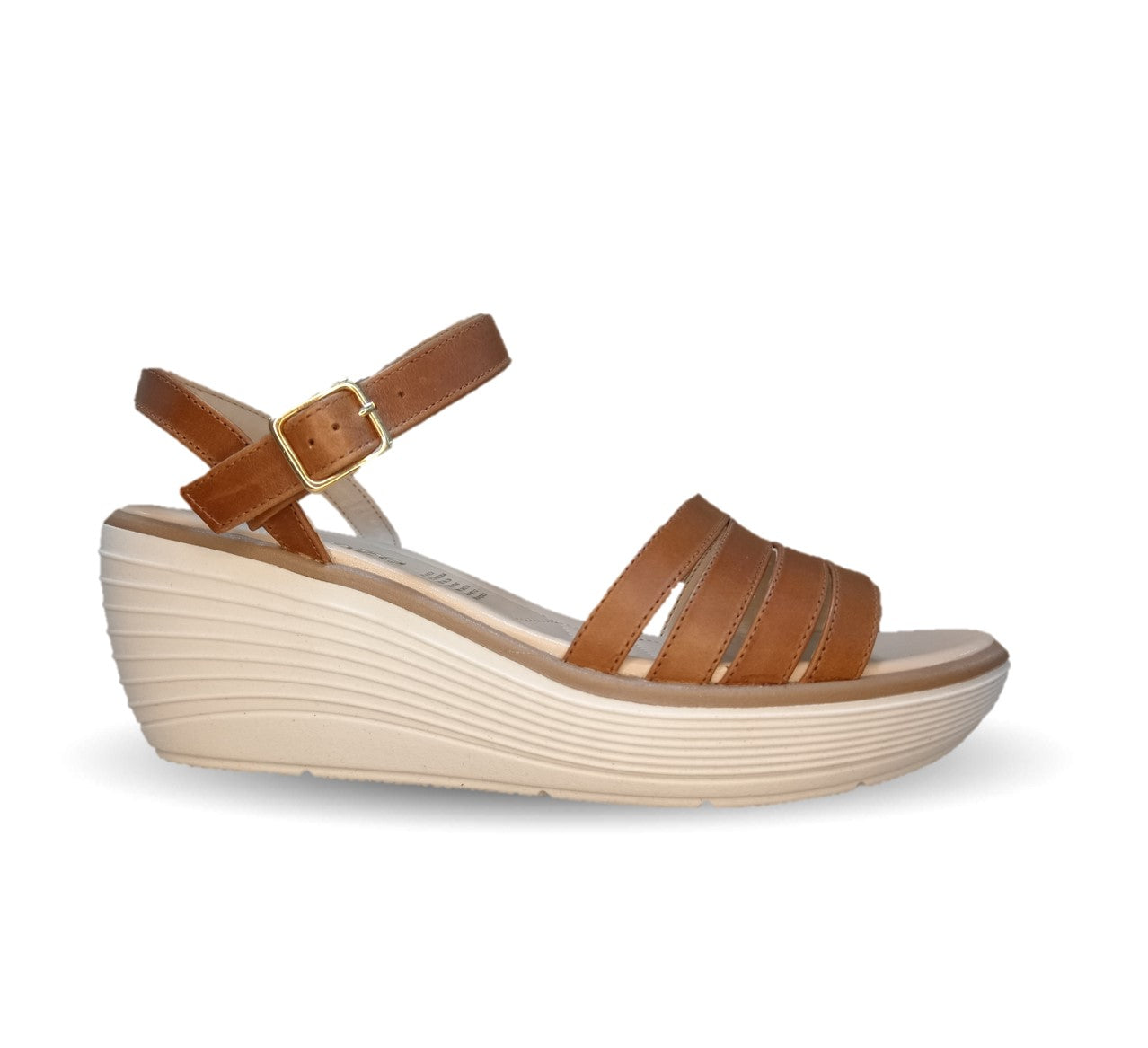 Sandalia Casual de Moda de piel bovino con cuña mediana Vicenza 5553 Miel para mujer