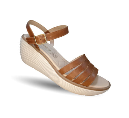 Sandalia Casual de Moda de piel bovino con cuña mediana Vicenza 5553 Miel para mujer