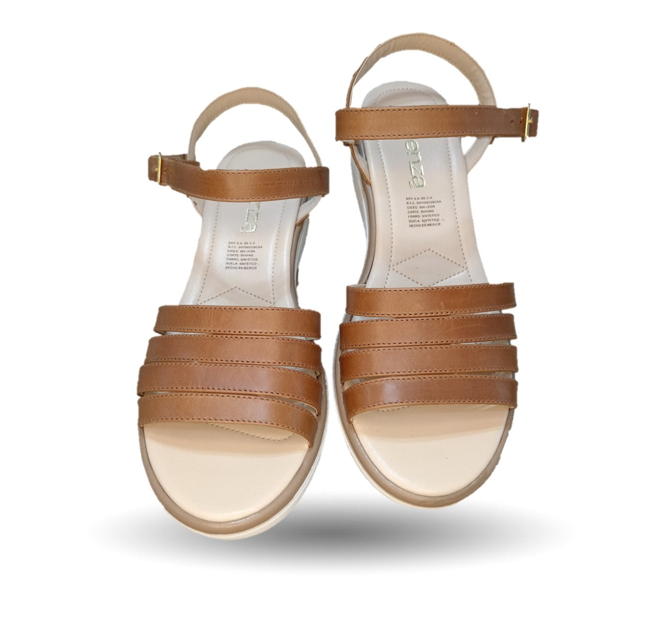 Sandalia Casual de Moda de piel bovino con cuña mediana Vicenza 5553 Miel para mujer