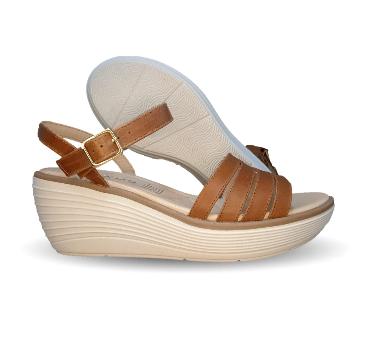 Sandalia Casual de Moda de piel bovino con cuña mediana Vicenza 5553 Miel para mujer