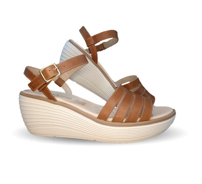 Sandalia Casual de Moda de piel bovino con cuña mediana Vicenza 5553 Miel para mujer