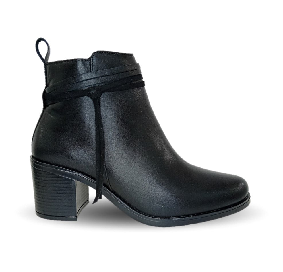 Bota Casual de moda de piel bovino con tacón mediano con cierre interno Vicenza 6721 Negro para mujer