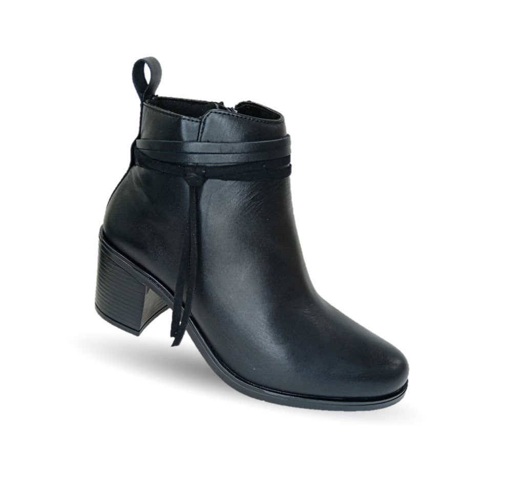 Bota Casual de moda de piel bovino con tacón mediano con cierre interno Vicenza 6721 Negro para mujer