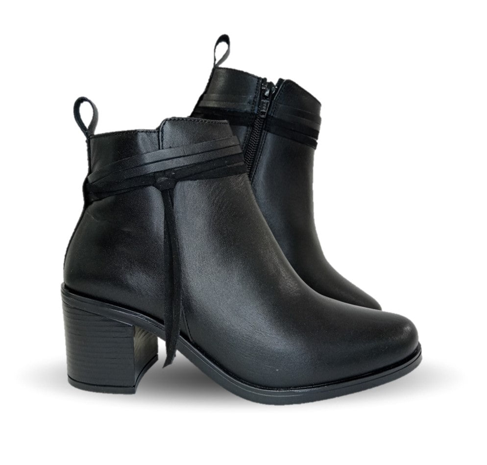 Bota Casual de moda de piel bovino con tacón mediano con cierre interno Vicenza 6721 Negro para mujer