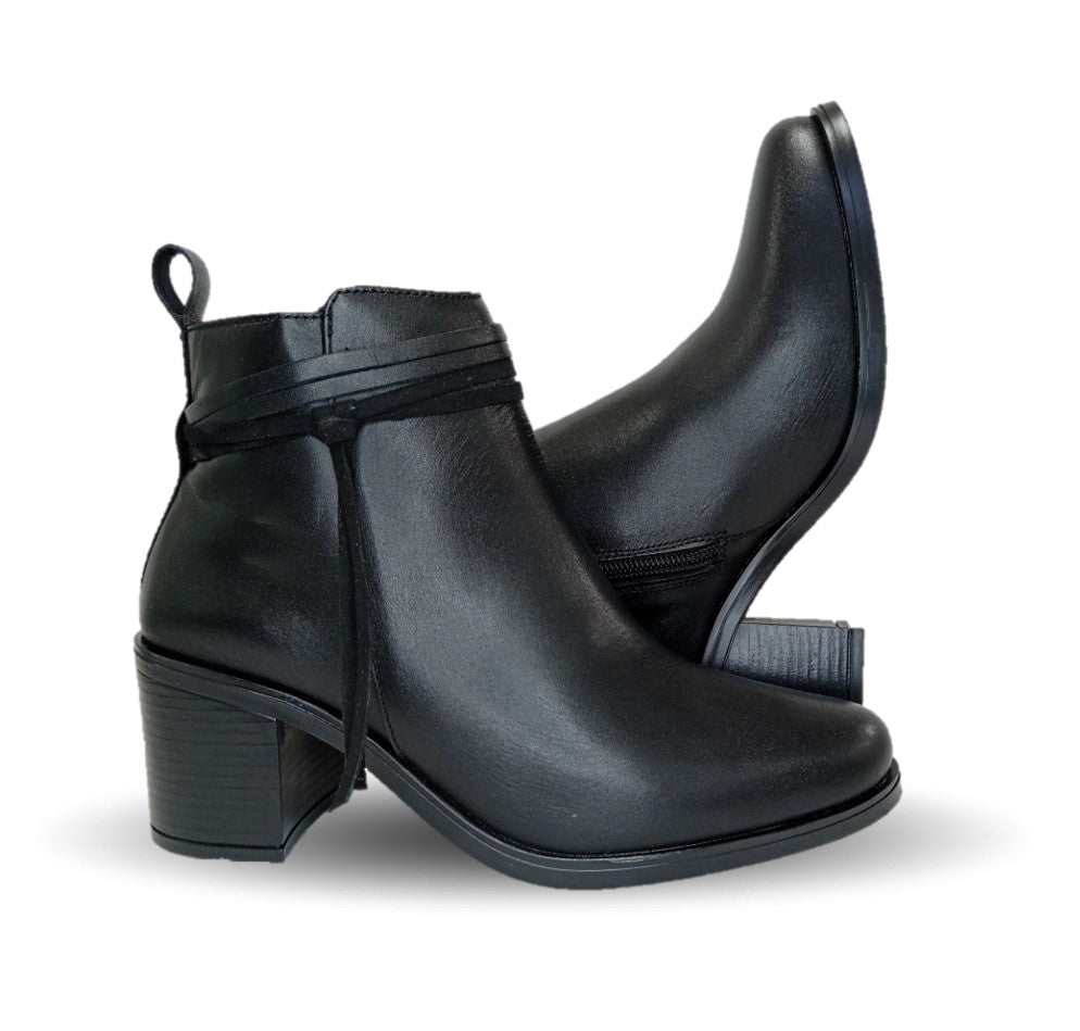 Bota Casual de moda de piel bovino con tacón mediano con cierre interno Vicenza 6721 Negro para mujer