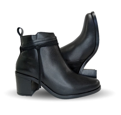 Bota Casual de moda de piel bovino con tacón mediano con cierre interno Vicenza 6721 Negro para mujer