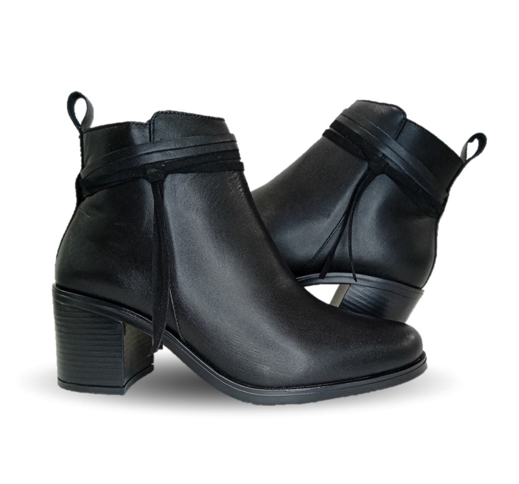 Bota Casual de moda de piel bovino con tacón mediano con cierre interno Vicenza 6721 Negro para mujer