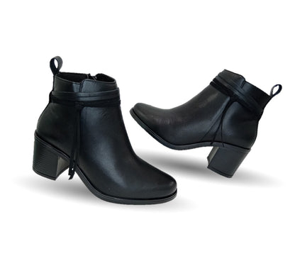 Bota Casual de moda de piel bovino con tacón mediano con cierre interno Vicenza 6721 Negro para mujer