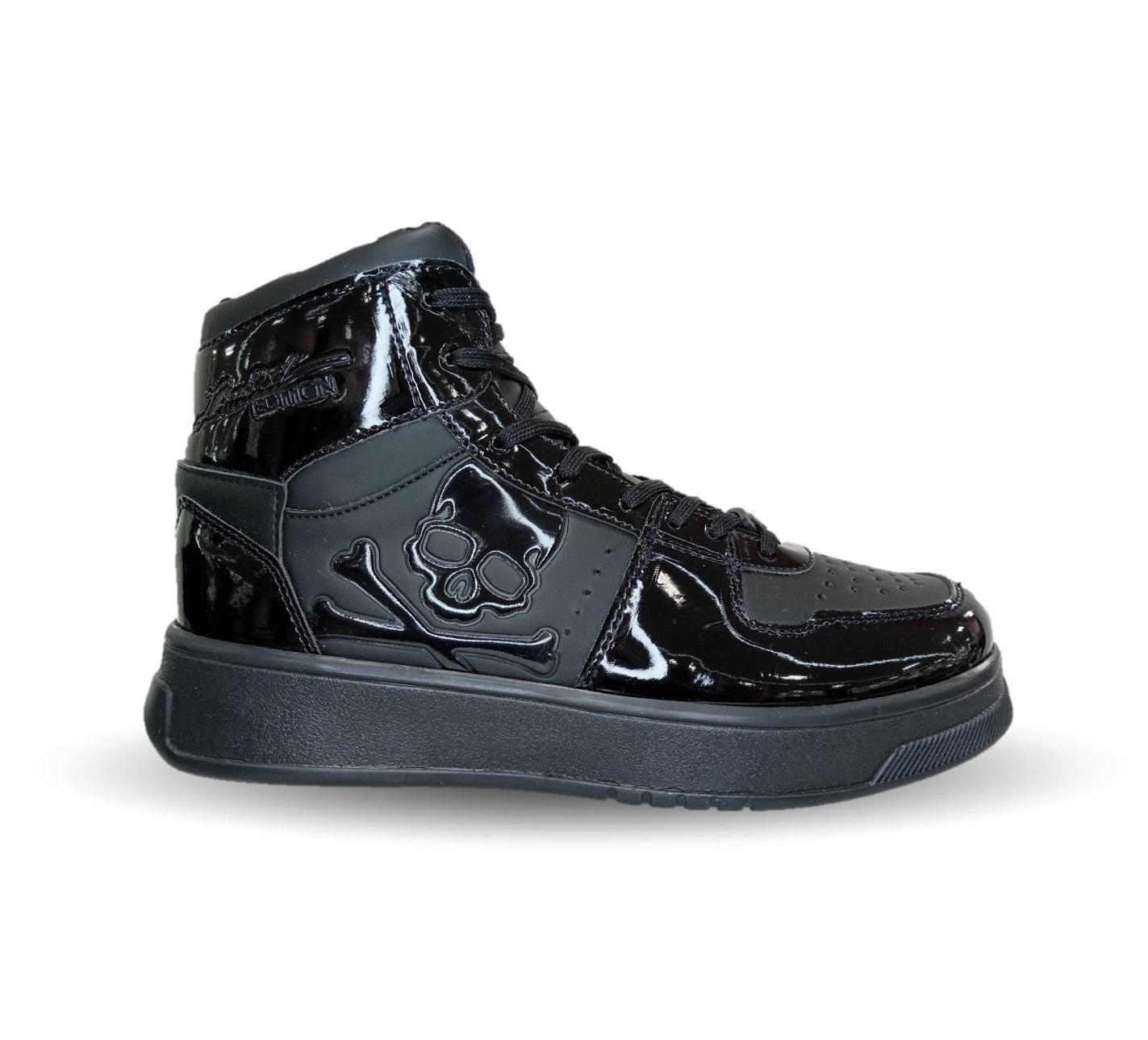 Tenis Urbano tipo Bota Walquir 100 Charol Negro/Negro para hombre