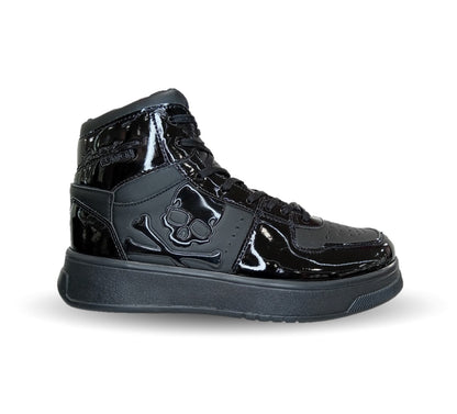 Tenis Urbano tipo Bota Walquir 100 Charol Negro/Negro para hombre