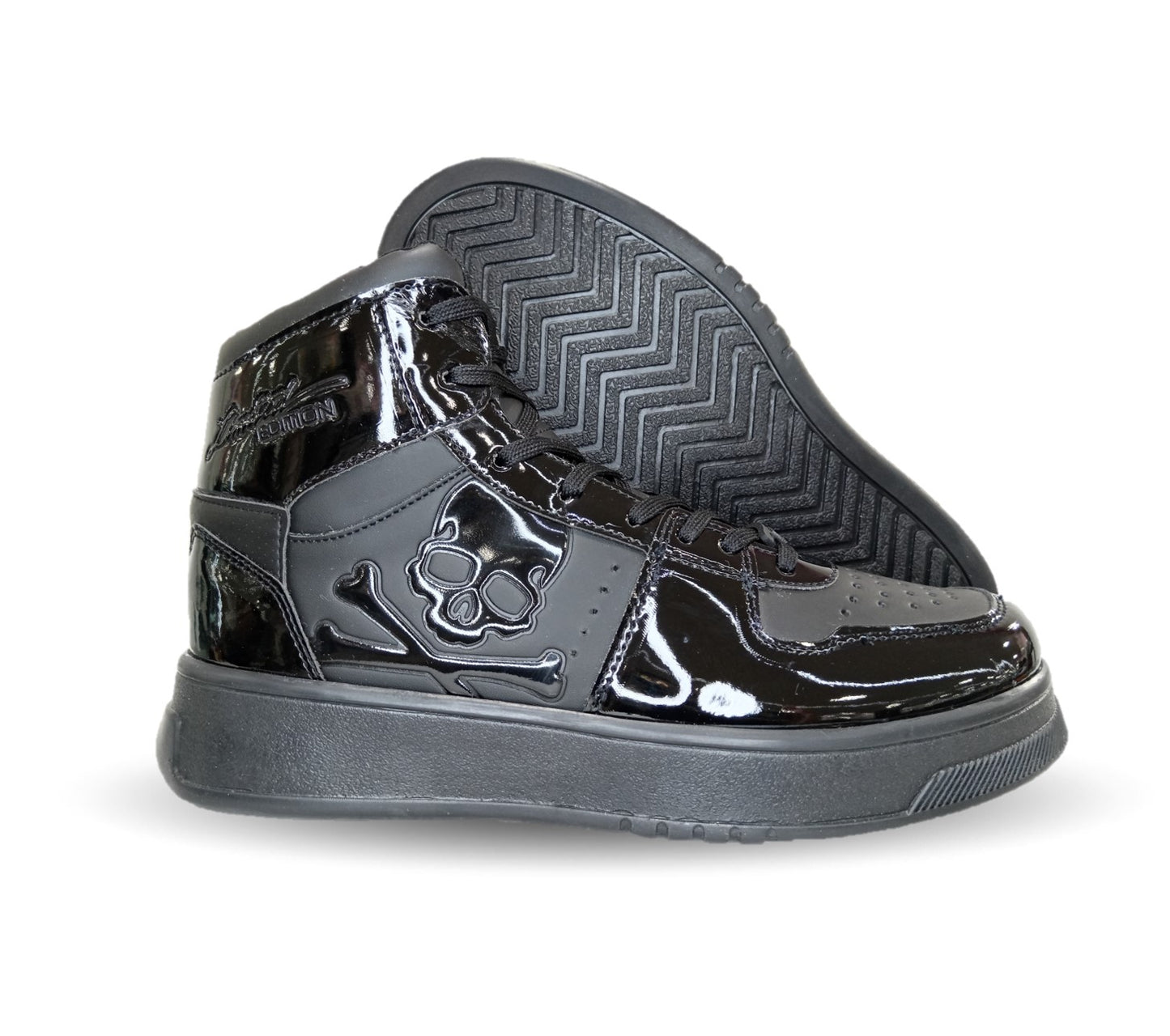 Tenis Urbano tipo Bota Walquir 100 Charol Negro/Negro para hombre