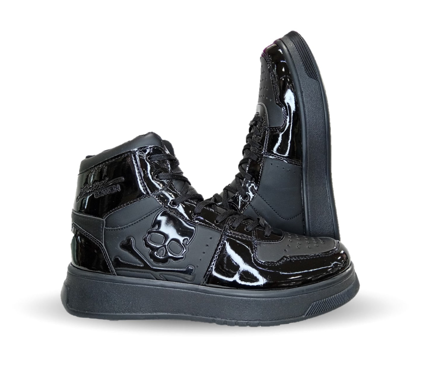 Tenis Urbano tipo Bota Walquir 100 Charol Negro/Negro para hombre