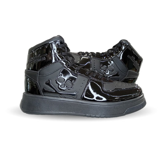 Tenis Urbano tipo Bota Walquir 100 Charol Negro/Negro para hombre