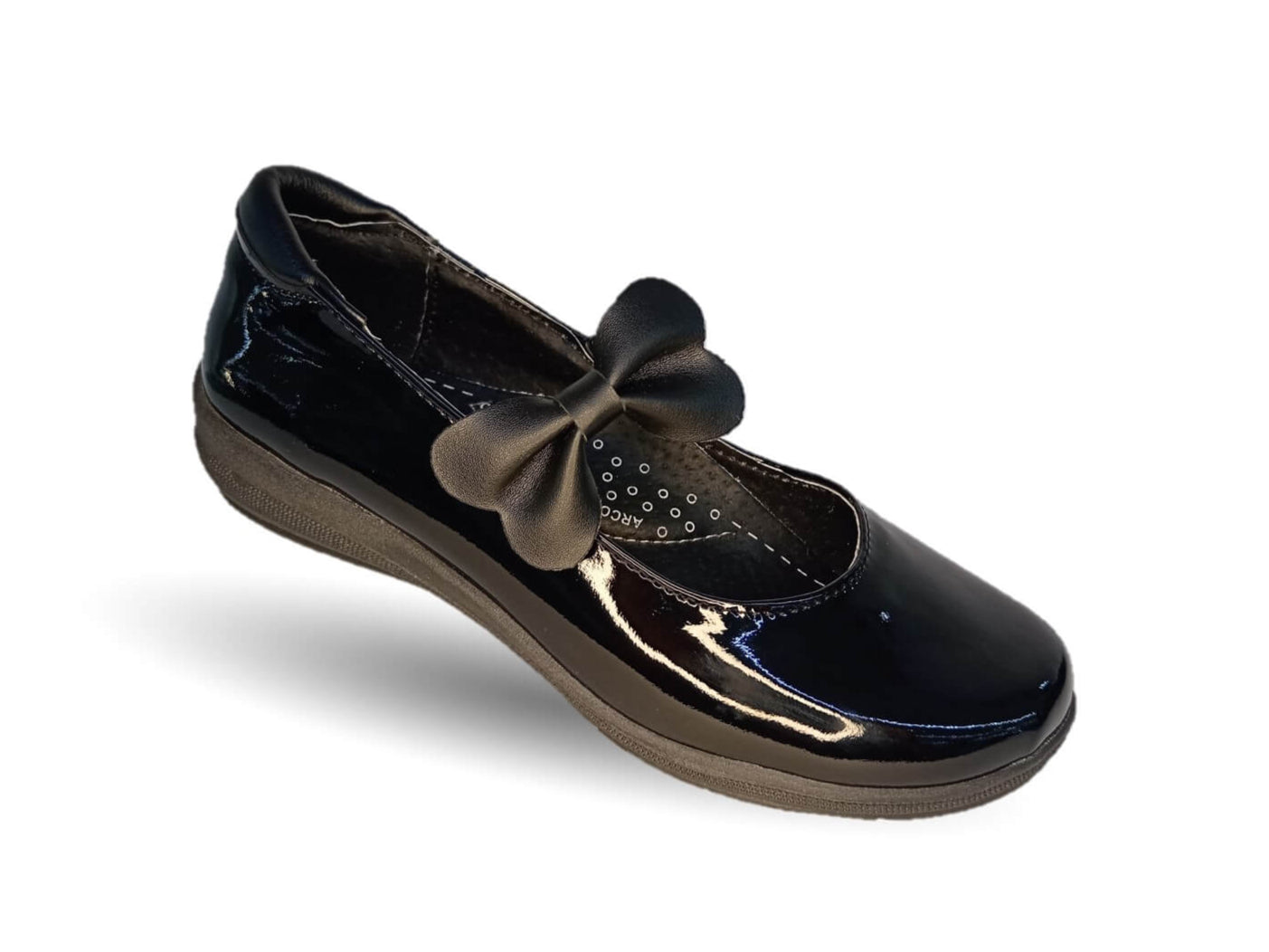 Zapato Escolar y Casual con elástico Wizzys 933 Charol Negro para niña