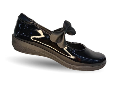 Zapato Escolar y Casual con elástico Wizzys 933 Charol Negro para niña