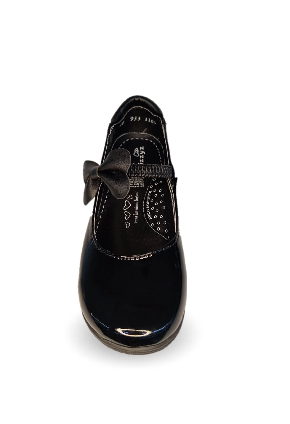 Zapato Escolar y Casual con elástico Wizzys 933 Charol Negro para niña