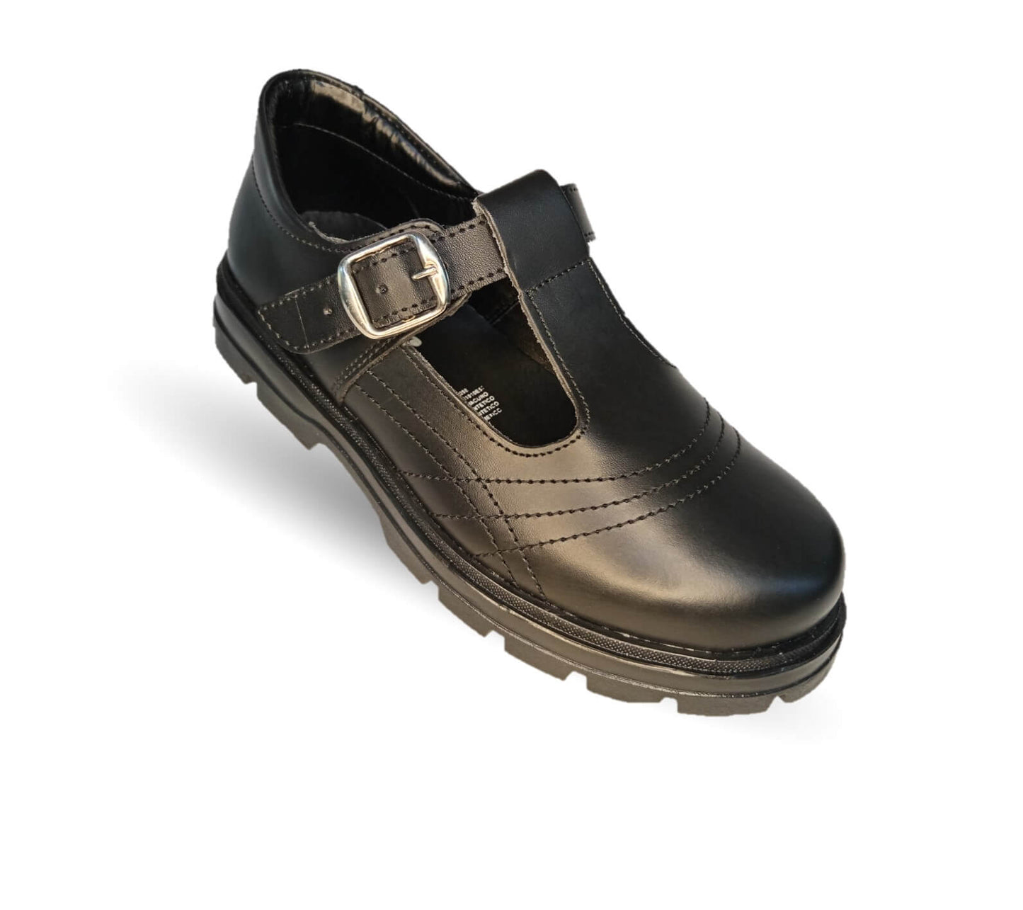 Zapato Escolar y Casual de piel con hebilla Yondeer 2902 Negro para niña y mujer