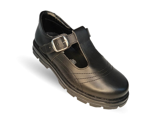 Zapato Escolar y Casual de piel con hebilla Yondeer 2902 Negro para niña y mujer