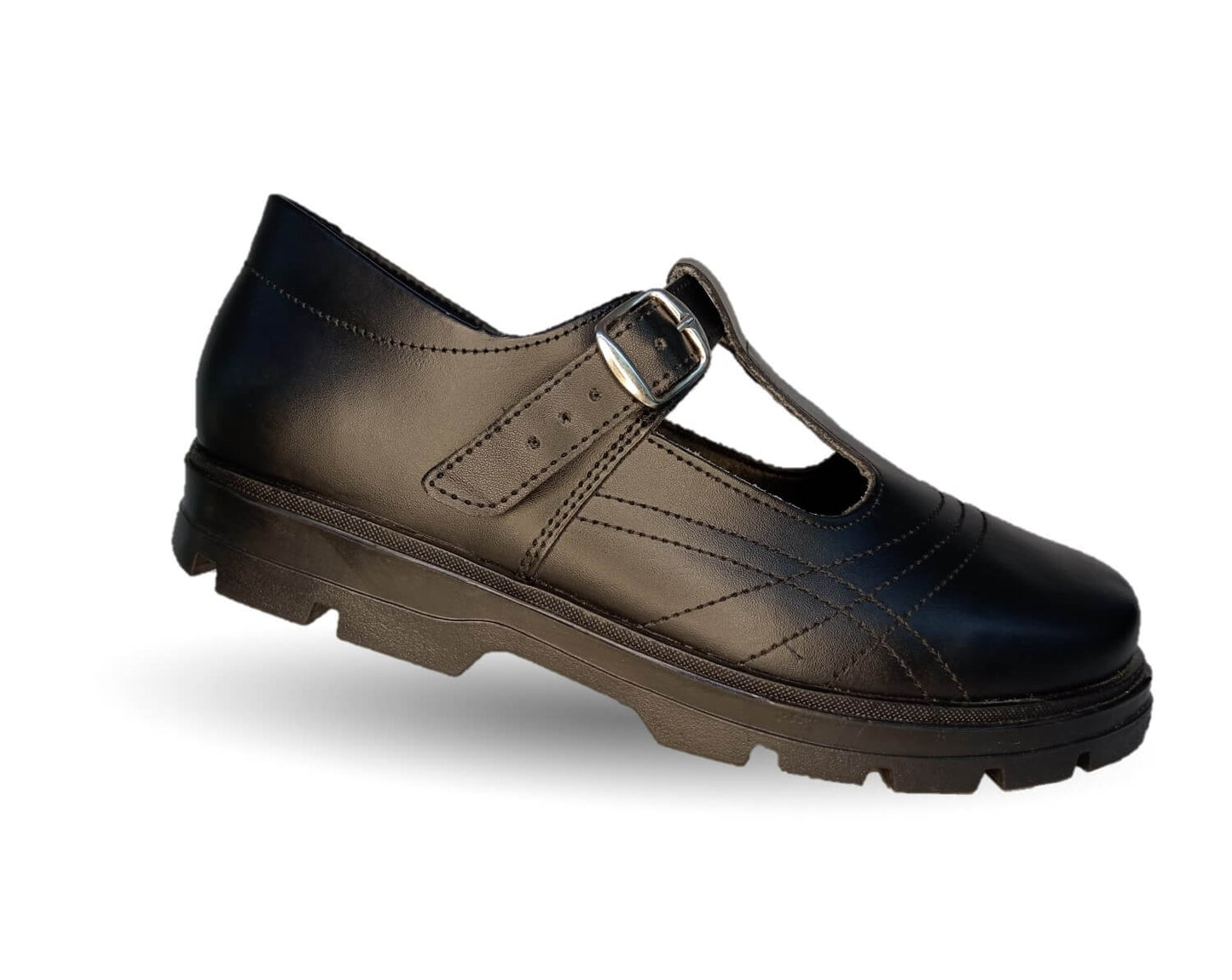 Zapato Escolar y Casual de piel con hebilla Yondeer 2902 Negro para niña y mujer