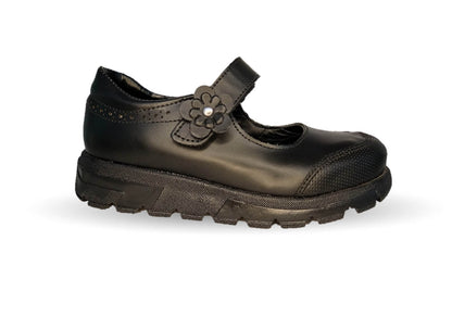 Zapato Escolar y Casual de piel con contactel Yondeer 3401 Negro para niña y mujer