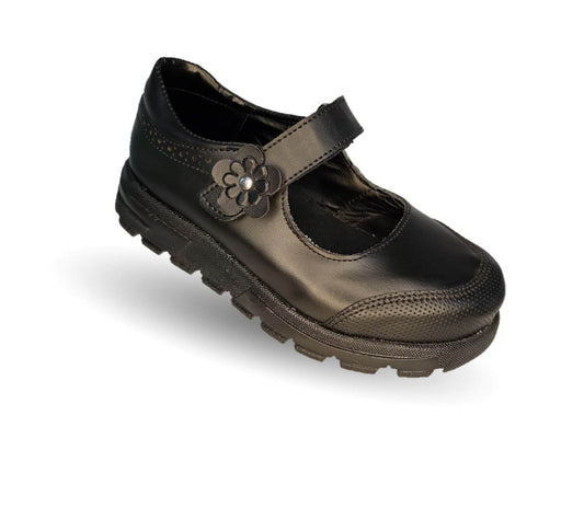 Zapato Escolar y Casual de piel con contactel Yondeer 3401 Negro para niña y mujer