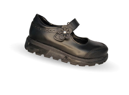Zapato Escolar y Casual de piel con contactel Yondeer 3401 Negro para niña y mujer