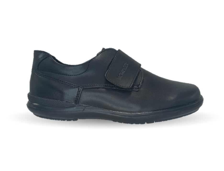Zapato Escolar y Casual de piel con contactel Yondeer 3800 Negro para niño