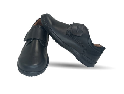 Zapato Escolar y Casual de piel con contactel Yondeer 3800 Negro para niño