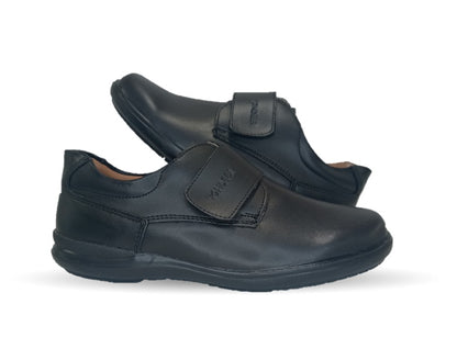 Zapato Escolar y Casual de piel con contactel Yondeer 3800 Negro para niño