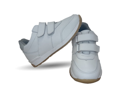 Tenis Escolar y Casual de piel con contactel Yondeer 4412 Blanco unisex para niño y niña