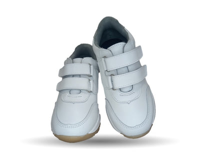 Tenis Escolar y Casual de piel con contactel Yondeer 4412 Blanco unisex para niño y niña