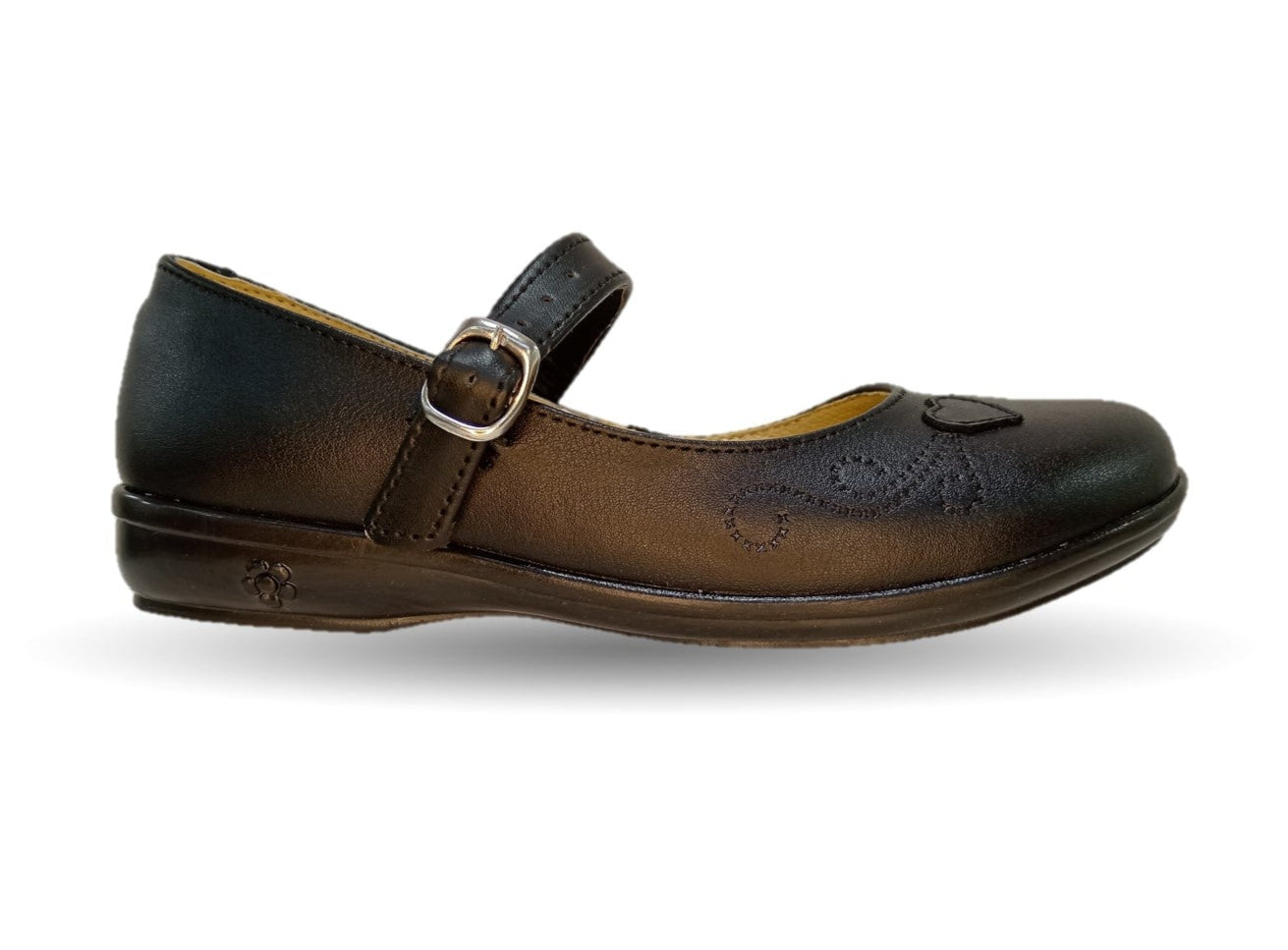 Zapato Escolar y Casual de piel con hebilla Yondeer 4810 Negro para niña