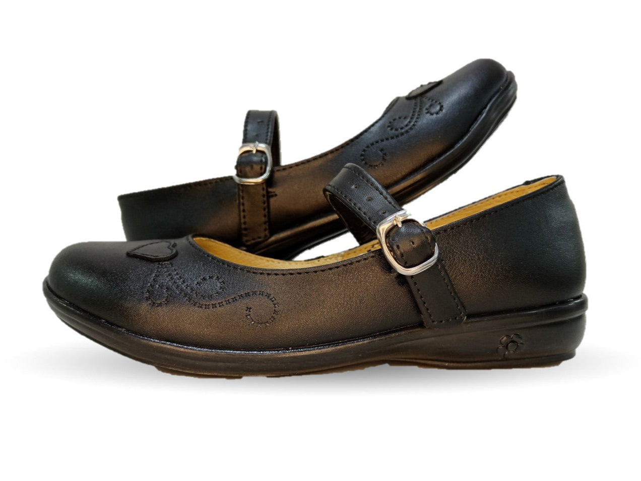 Zapato Escolar y Casual de piel con hebilla Yondeer 4810 Negro para niña