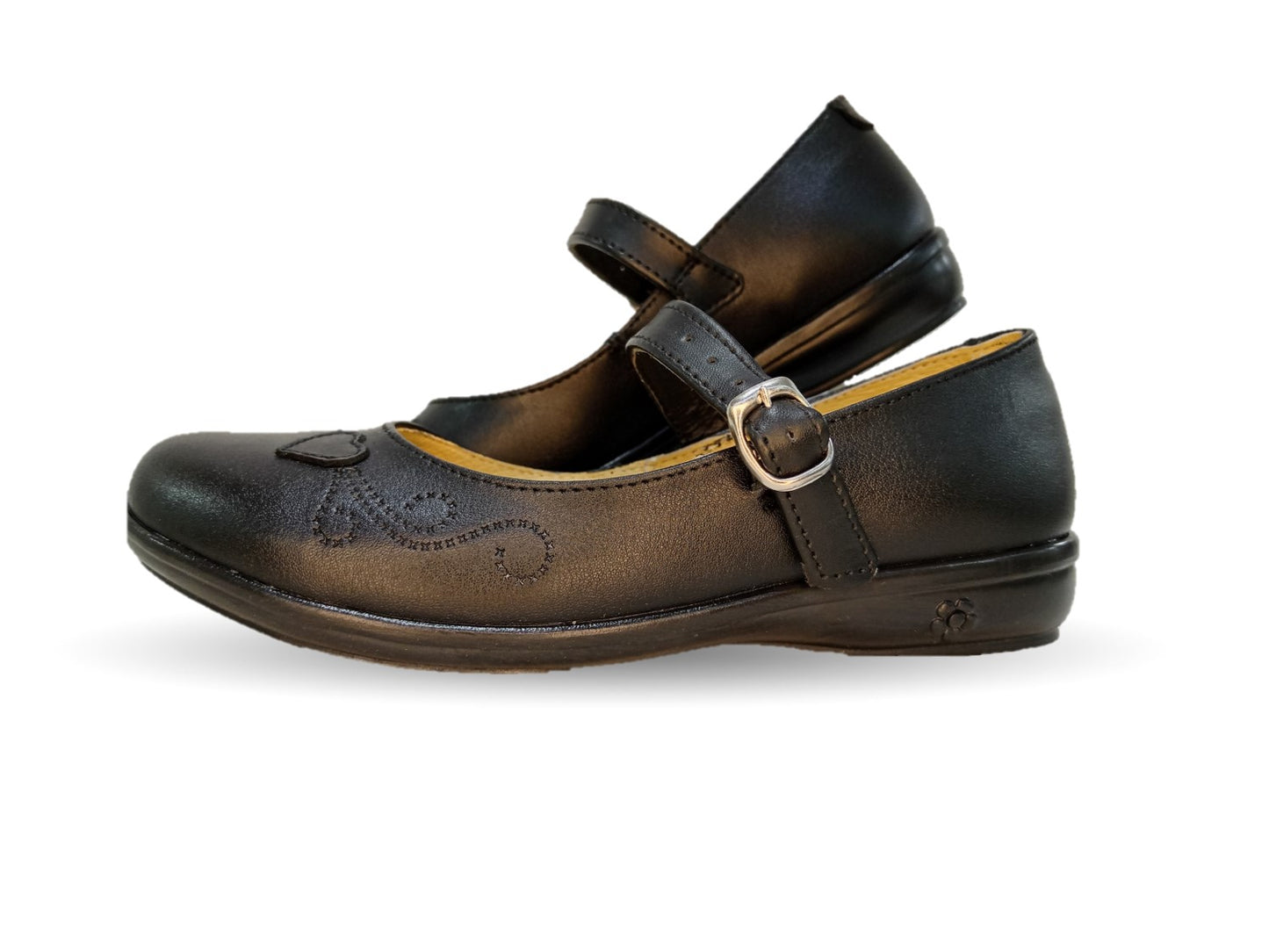 Zapato Escolar y Casual de piel con hebilla Yondeer 4810 Negro para niña