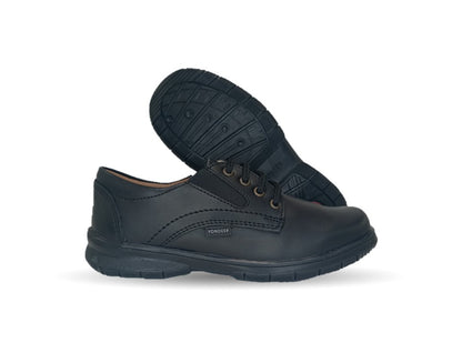 Zapato Escolar y Casual de piel con agujeta Yondeer 5510 Negro para niño