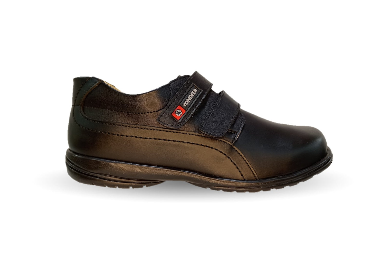 Zapato Escolar y Casual de piel con contactel Yondeer 5514 Negro para niño