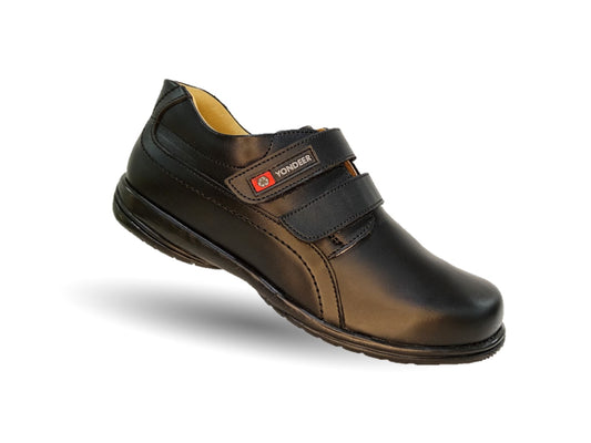 Zapato Escolar y Casual de piel con contactel Yondeer 5514 Negro para niño