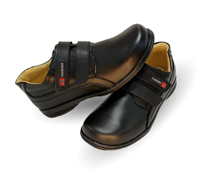 Zapato Escolar y Casual de piel con contactel Yondeer 5514 Negro para niño