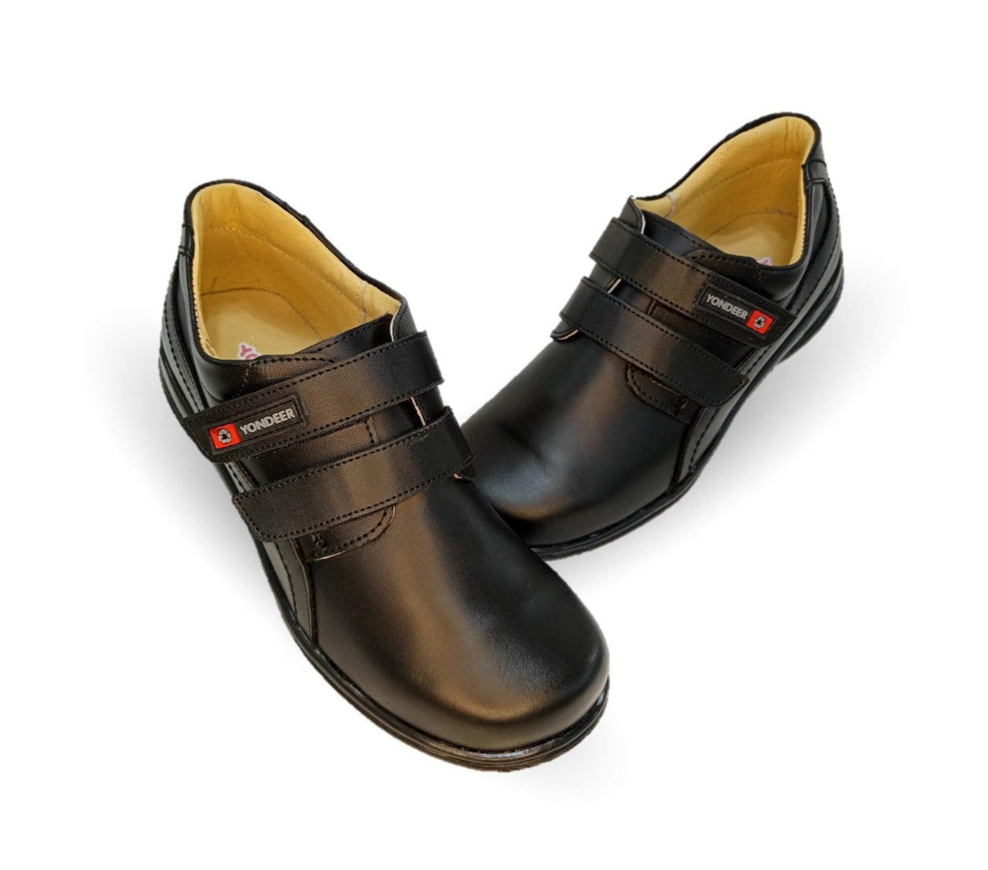Zapato Escolar y Casual de piel con contactel Yondeer 5514 Negro para niño