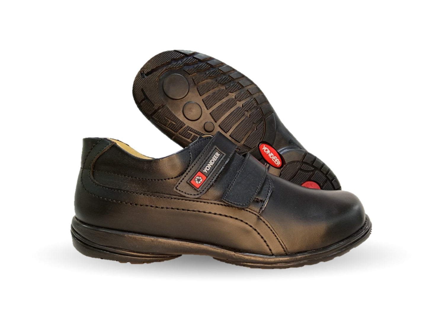 Zapato Escolar y Casual de piel con contactel Yondeer 5514 Negro para niño